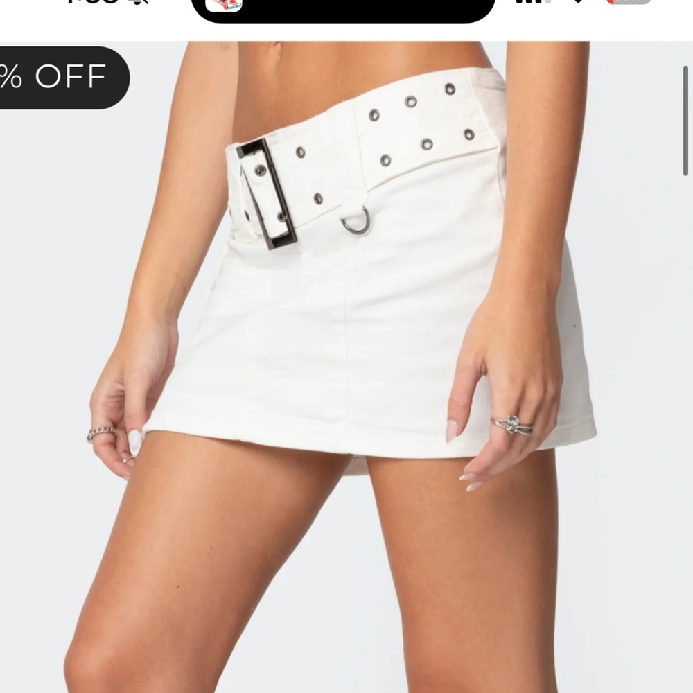 Edikted White Mini Skirt with Belt